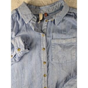 Pilcro and the Letterpress Women's Top Button Down Light‎ Blue Lace Up Size S